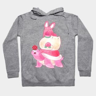 Fruit Turt Cat and Bun Stack Hoodie